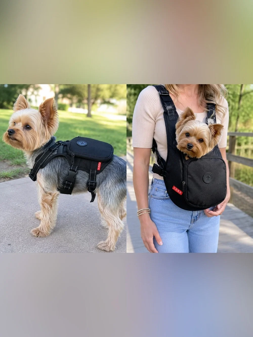 🐶 LEKE Adjustable Pet Carrier Sling / Front Backpack – Black – New with Tags